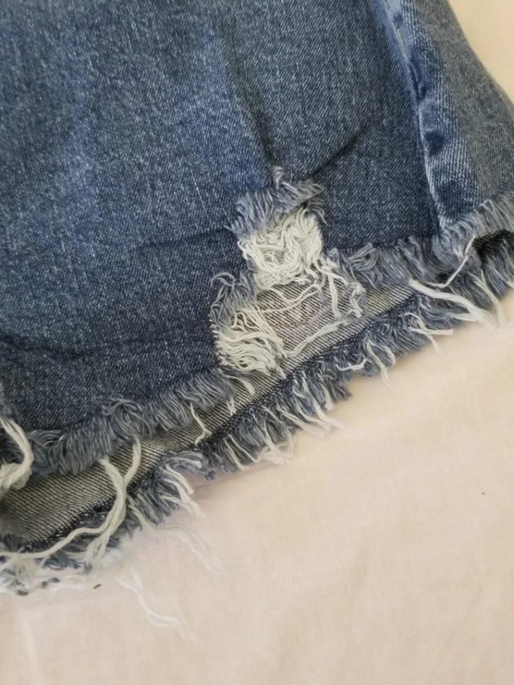 NWT! Forever 21 Recycled Cotton Jean Shorts with Ragged Hem & Button Closure